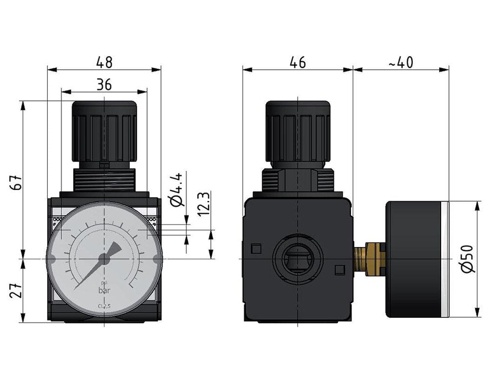 Pressure Regulator G3/8'' 2100 l/min 0.1-3.0bar/1-44psi Zinc Die-Cast Cylinder Lock Multifix 1