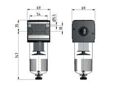 Filter 5microns G3/4'' 5850 l/min Auto Protective Cage Polycarbonate Multifix 2