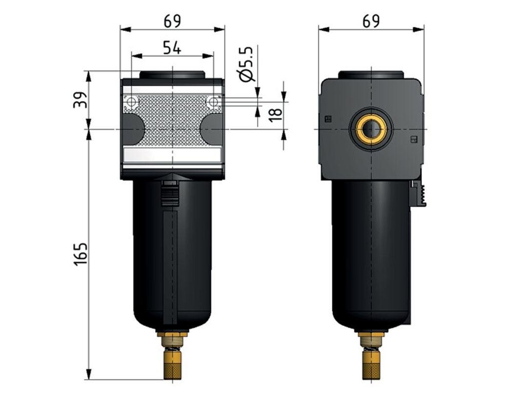 Microfilter 0.01microns G1/4'' 670 l/min Auto Metal Multifix 2