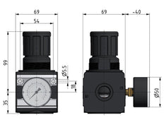 Precision Pressure Regulator G1/2'' 8700 l/min 0.5-10.0bar/7-145psi Zinc Die-Cast Cylinder Lock Multifix 2