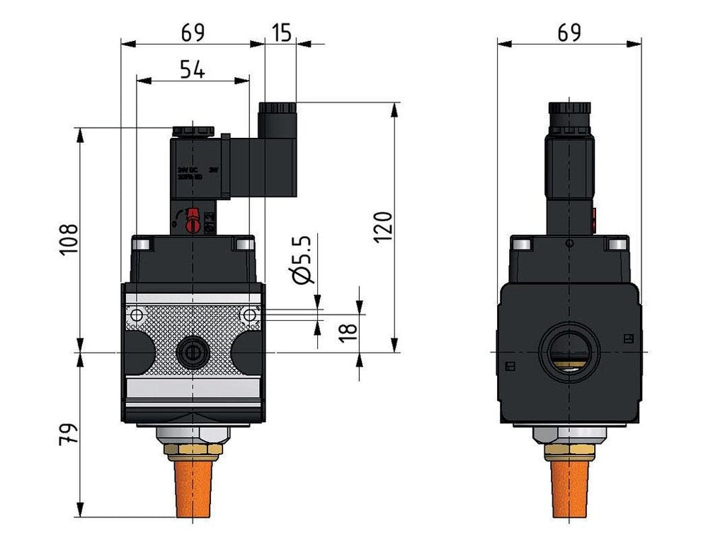 3/2 Valve G1/2 24VDC 4000 l/min Multifix 2