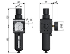 Filter-Regulator G3/4'' 12000 l/min 0.5-10.0bar/7-145psi Auto Polycarbonate Multifix 4