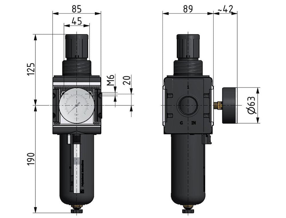 Filter-Regulator G3/4'' 12000 l/min 0.5-16.0bar/7-232psi Semi-Auto Metal Multifix 4