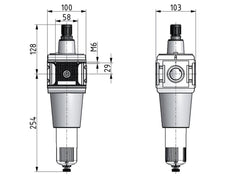 Filter-Regulator G1'' 15000 l/min 0.2-6.0bar/3-87psi Semi-Auto Cylinder Lock Polycarbonate Multifix 5