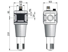 Micro Oil-Fog Lubricator G1'' Electrical Level Monitoring Polycarbonate Multifix 5