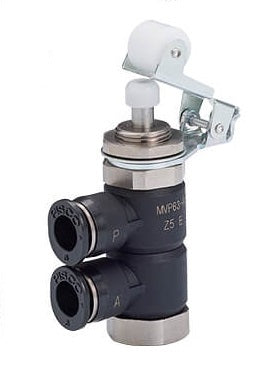 4mm Normally Closed Open-Air Exhaust Panel Mount Roller Type 3/2-Way Mechanical Valve
