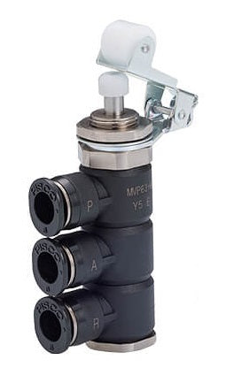 4mm Normally Closed Tube Exhaust Panel Mount Roller Type 3/2-Way Mechanical Valve