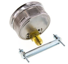 -1..0 Bar (-15..0 psi) Panel Mount Pressure Gauge Steel/Brass 100 mm Class 1.0 (Bracket)