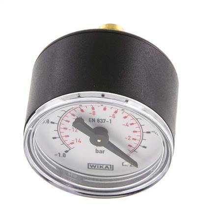 -1..0 Bar (-15..0 psi) Pressure Gauge Rear Plastic/Brass 40 mm Class 2.5