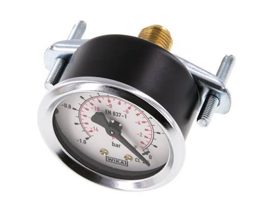 -1..0 Bar (-15..0 psi) Panel Mount Pressure Gauge Steel/Brass 50 mm Class 2.5 (Bracket)