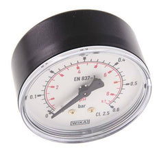 0..0.6 Bar (0..9 psi) Pressure Gauge Rear Plastic/Brass 63 mm Class 2.5