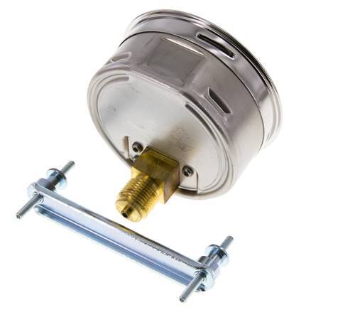 0..10 Bar (0..145 psi) Panel Mount Pressure Gauge Steel/Brass 100 mm Class 1.0 (Bracket)