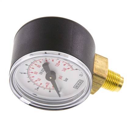 0..10 Bar (0..145 psi) Pressure Gauge Below Plastic/Brass 40 mm Class 2.5