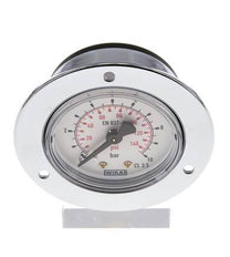 0..10 Bar (0..145 psi) Panel Mount Pressure Gauge Steel/Brass 50 mm Class 2.5 (Front Panel)