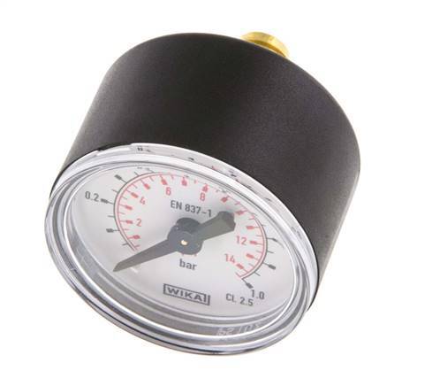 0..1 Bar (0..15 psi) Pressure Gauge Rear Plastic/Brass 40 mm Class 2.5