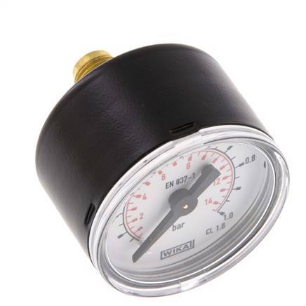 0..1 Bar (0..15 psi) Pressure Gauge Rear Steel/Brass 40 mm Class 1.6