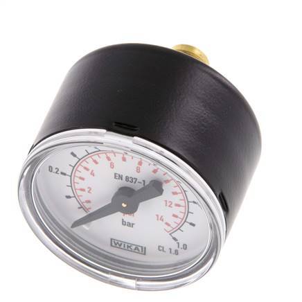 0..1 Bar (0..15 psi) Pressure Gauge Rear Steel/Brass 40 mm Class 1.6