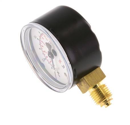 0..1 Bar (0..15 psi) Pressure Gauge Below Steel/Brass 50 mm Class 1.6