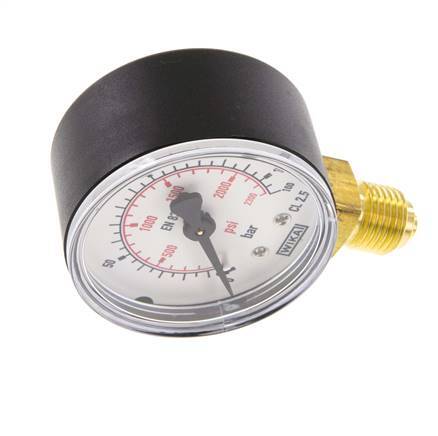 0..160 Bar (0..2321 psi) Pressure Gauge Below Plastic/Brass 50 mm Class 2.5