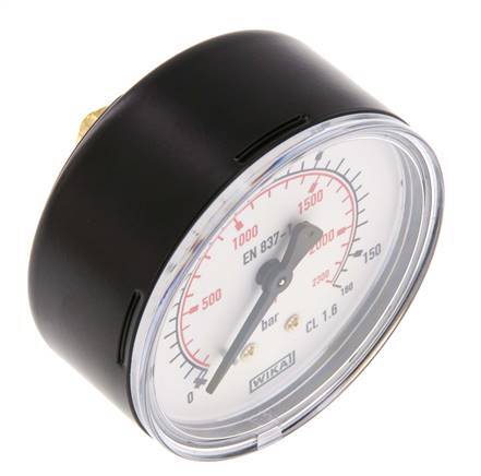 0..160 Bar (0..2321 psi) Pressure Gauge Rear Steel/Brass 63 mm Class 1.6