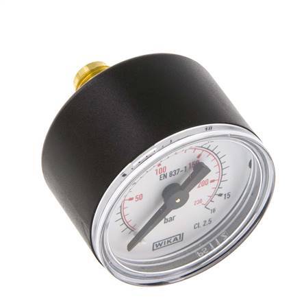 0..16 Bar (0..232 psi) Pressure Gauge Rear Plastic/Brass 40 mm Class 2.5