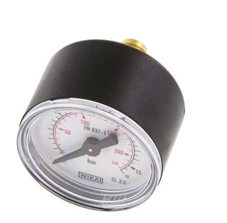 0..16 Bar (0..232 psi) Pressure Gauge Rear Plastic/Brass 40 mm Class 2.5