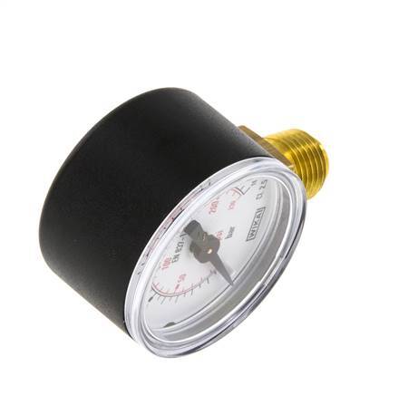 0..16 Bar Pressure Gauge Below Plastic/Brass 40 mm Class 2.5