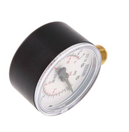 0..1.6 Bar (0..23 psi) Pressure Gauge Below Plastic/Brass 50 mm Class 2.5