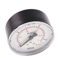 0..1.6 Bar (0..23 psi) Pressure Gauge Rear Plastic/Brass 63 mm Class 2.5