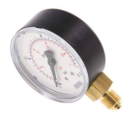 0..1.6 Bar (0..23 psi) Pressure Gauge Below Plastic/Brass 63 mm Class 2.5