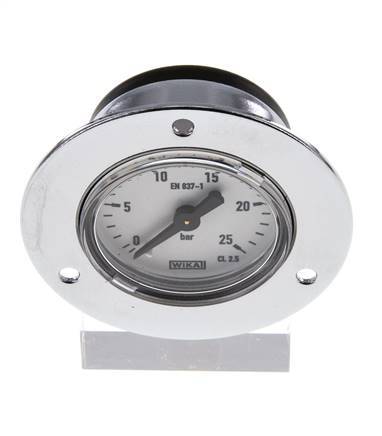 0..25 Bar (0..363 psi) Panel Mount Pressure Gauge Steel/Brass 40 mm Class 2.5 (Front Panel)