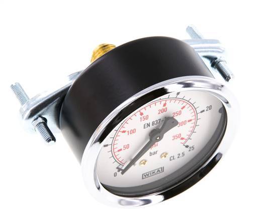 0..25 Bar (0..363 psi) Panel Mount Pressure Gauge Steel/Brass 63 mm Class 2.5 (Bracket)