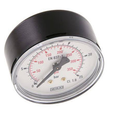 0..25 Bar (0..363 psi) Pressure Gauge Rear Steel/Brass 63 mm Class 1.6