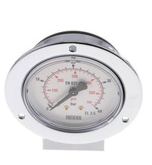 0..40 Bar (0..580 psi) Panel Mount Pressure Gauge Steel/Brass 63 mm Class 2.5 (Front Panel)