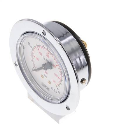 0..40 Bar (0..580 psi) Panel Mount Pressure Gauge Steel/Brass 63 mm Class 2.5 (Front Panel)