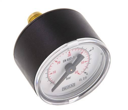 0..4 Bar (0..58 psi) Pressure Gauge Rear Plastic/Brass 40 mm Class 2.5