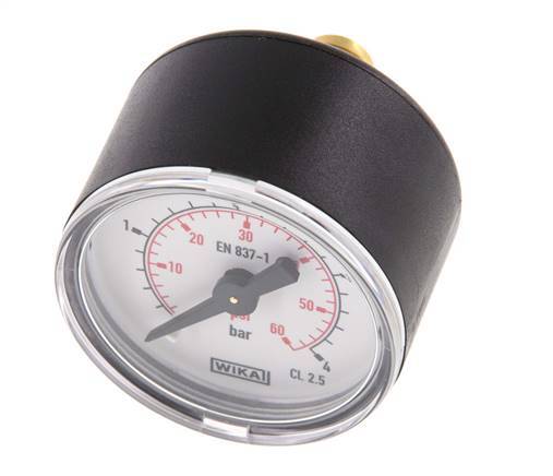 0..4 Bar (0..58 psi) Pressure Gauge Rear Plastic/Brass 40 mm Class 2.5