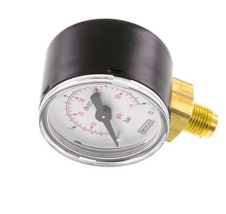0..4 Bar (0..58 psi) Pressure Gauge Below Steel/Brass 40 mm Class 1.6