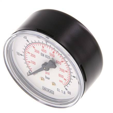 0..60 Bar (0..870 psi) Pressure Gauge Rear Steel/Brass 63 mm Class 1.6