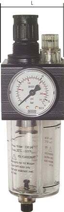 FRL G1/2'' 3400 l/min 0.5-6.0bar/7-87psi Manual Polycarbonate Combo 2
