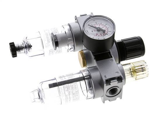 FRL 3-Part G1/4'' 750 l/min 0.2-6.0bar/3-87psi Semi-Auto 40 mm Pressure Gauge Polycarbonate Multifix 0