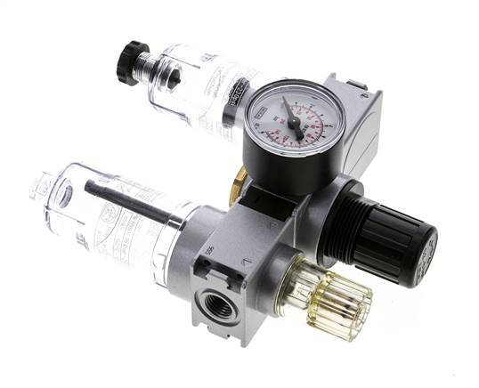 FRL 3-Part G1/4'' 750 l/min 0.2-6.0bar/3-87psi Semi-Auto 40 mm Pressure Gauge Polycarbonate Multifix 0