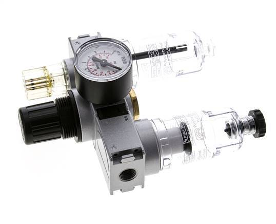 FRL 3-Part G1/4'' 750 l/min 0.2-6.0bar/3-87psi Semi-Auto 40 mm Pressure Gauge Polycarbonate Multifix 0