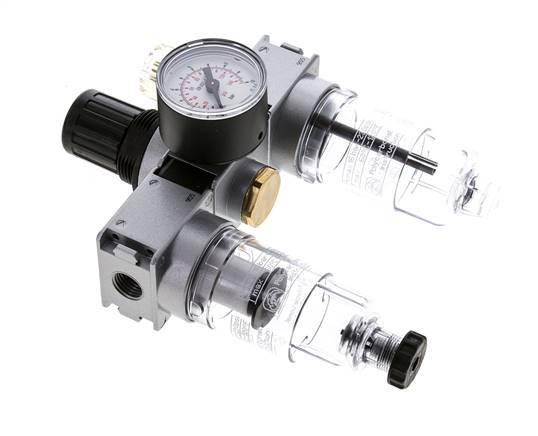 FRL 3-Part G1/4'' 750 l/min 0.2-6.0bar/3-87psi Semi-Auto 40 mm Pressure Gauge Polycarbonate Multifix 0