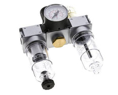 FRL 3-Part G1/4'' 750 l/min 0.2-6.0bar/3-87psi Semi-Auto 40 mm Pressure Gauge Polycarbonate Multifix 0