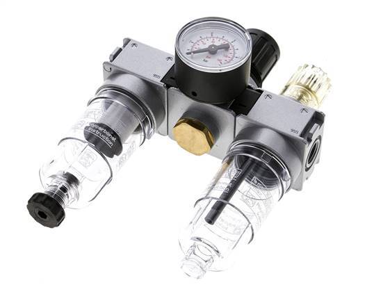 FRL 3-Part G1/4'' 750 l/min 0.2-6.0bar/3-87psi Semi-Auto 40 mm Pressure Gauge Polycarbonate Multifix 0