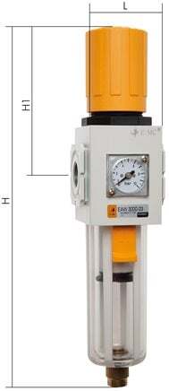 Filter-Regulator G1/2'' 4000 l/min 0.5-9.0bar/7-130psi Semi-Auto Double-Walled Plastic EMC 4A