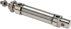 ISO 6432 Round Double Acting Cylinder 20-10mm - Magnetic - Stainless Steel - Male Threaded - Double Rod