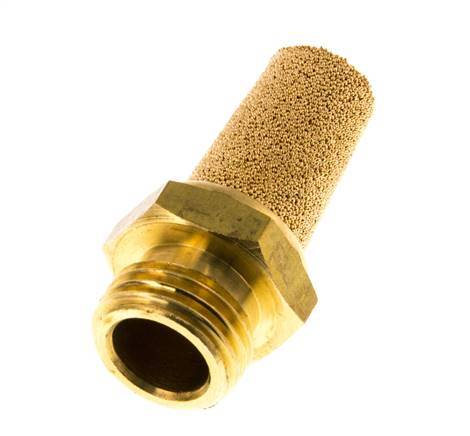 Sourcing Map Brass Exhaust Muffler, 1/4" PT Male Thread 19/32" Hex