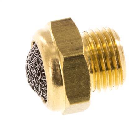 G1/8'' Brass Compact Pneumatic Muffler 1.4301 Wire Mesh [5 Pieces]